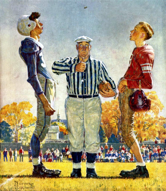 Coin Toss 1950 - Norman Rockwell Print - Heavy Cardstock - Matte Print