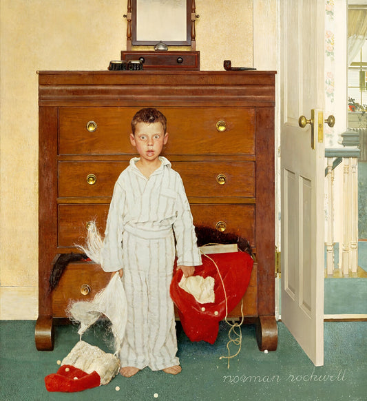 Discovering Santa 1956 - Norman Rockwell Print - Heavy Cardstock - Matte Print