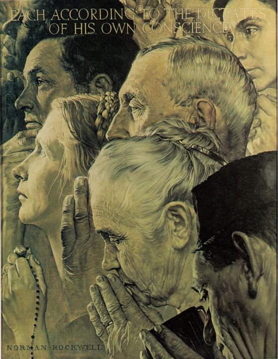 Freedom Of Worship 1943 - Norman Rockwell Print - Heavy Cardstock - Matte Print