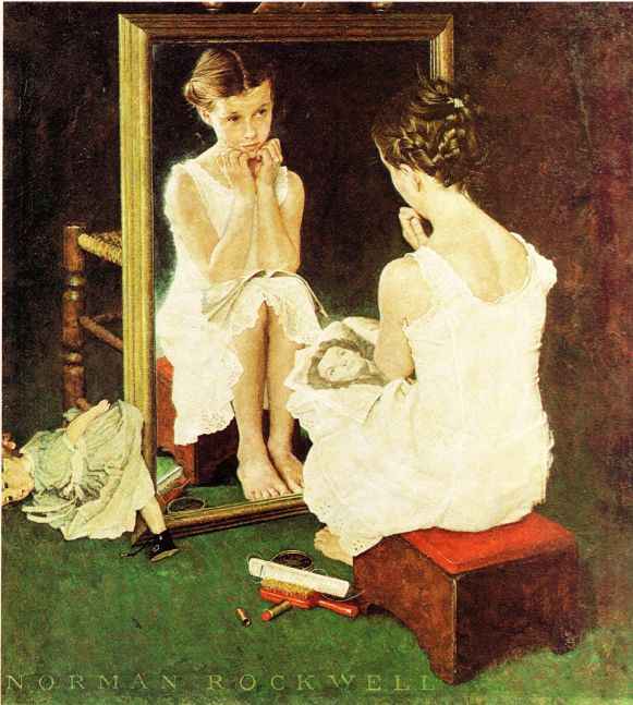 Girl At The Mirror 1954 - Norman Rockwell Print - Heavy Cardstock - Matte Print