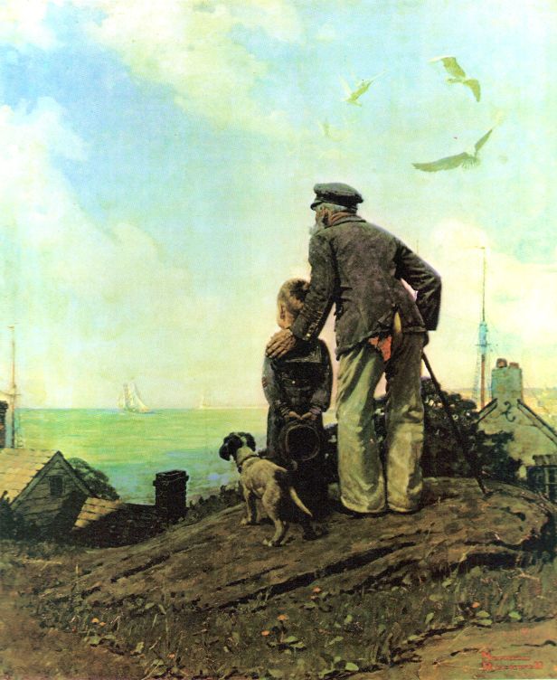 Looking Out To Sea 1919 - Norman Rockwell Print - Heavy Cardstock - Matte Print