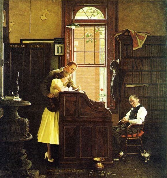 Marriage License 1955 - Norman Rockwell Print - Heavy Cardstock - Matte Print