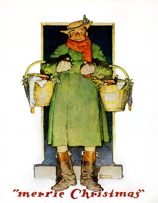 Merrie Christmas 1923 - Norman Rockwell Print - Heavy Cardstock - Matte Print
