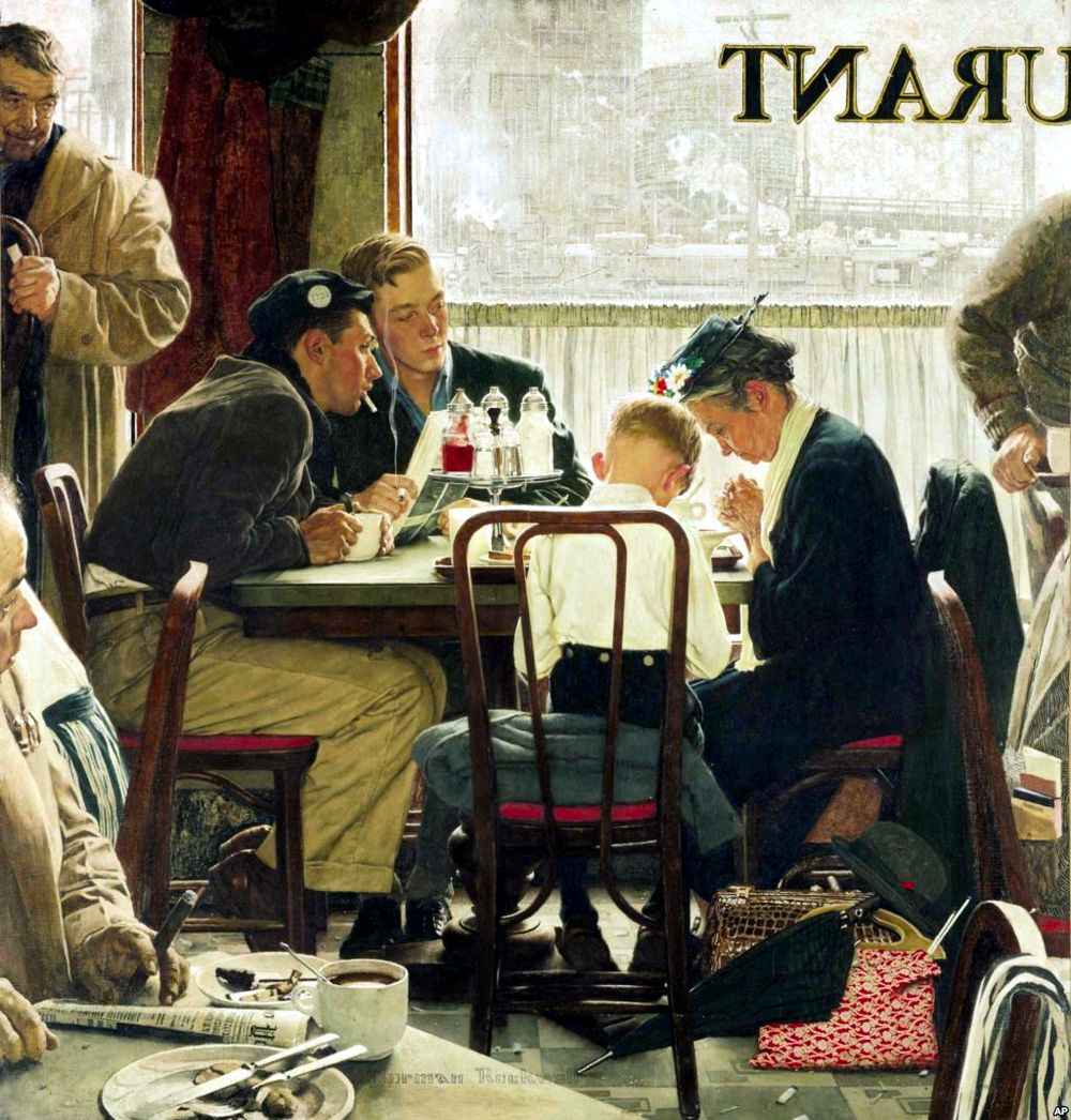 Saying Grace 1951 - Norman Rockwell Print - Heavy Cardstock - Matte Print