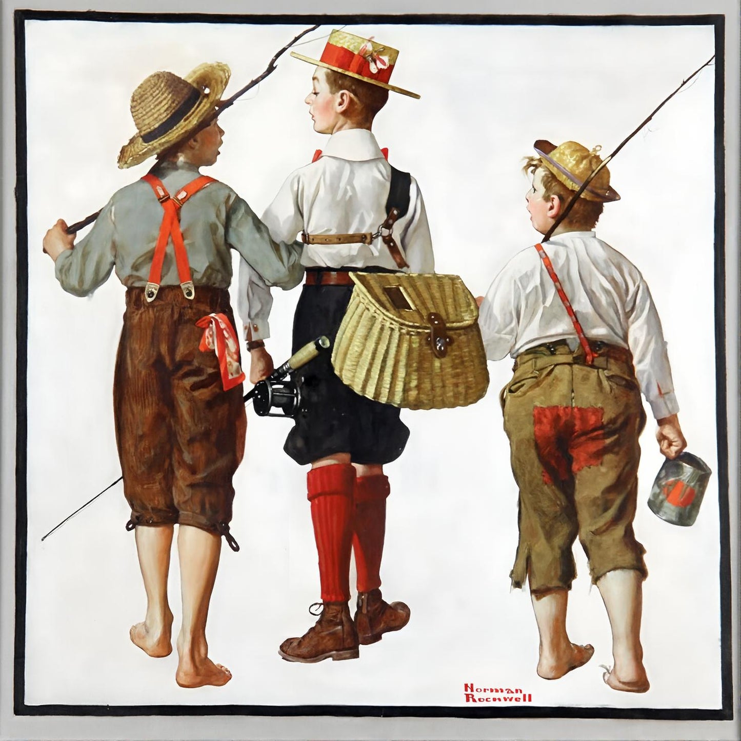 The Fishing Trip 1919 - Norman Rockwell Print - Heavy Cardstock - Matte Print