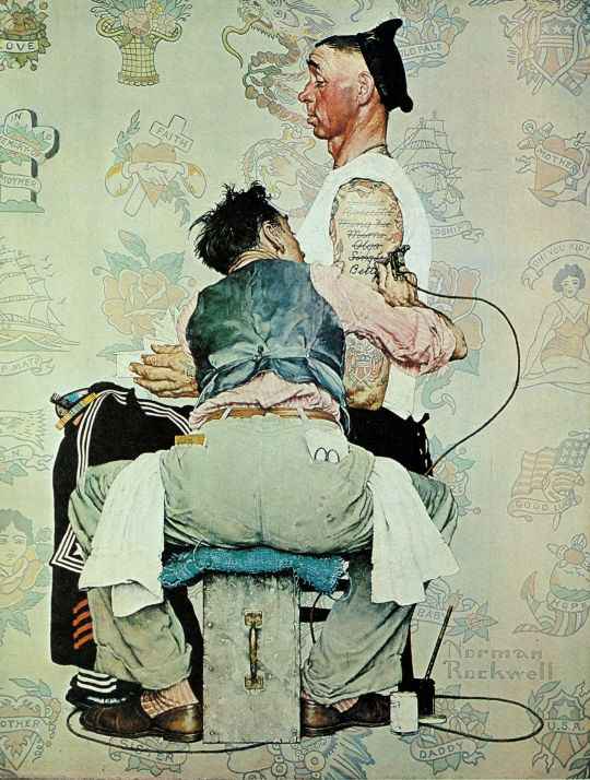 The Tattooist 1944 - Norman Rockwell Print - Heavy Cardstock - Matte Print