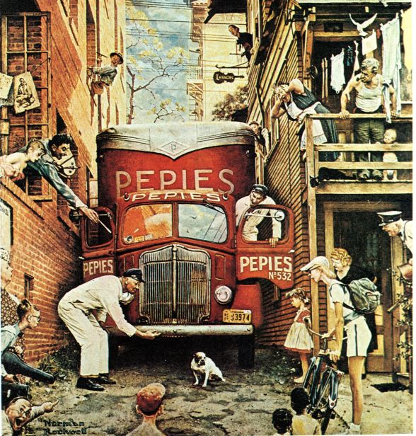 Traffic Conditions 1949 - Norman Rockwell Print - Heavy Cardstock - Matte Print