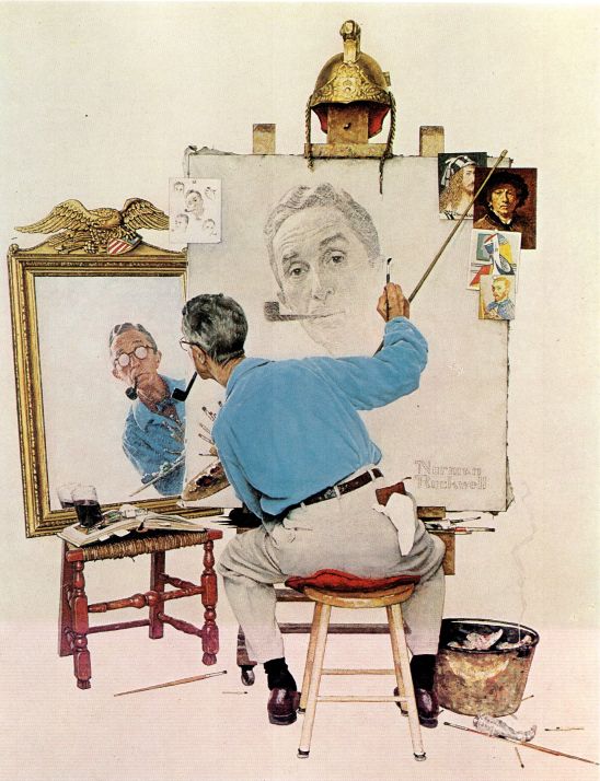 Triple Self Portrait 1960 - Norman Rockwell Print - Heavy Cardstock - Matte Print