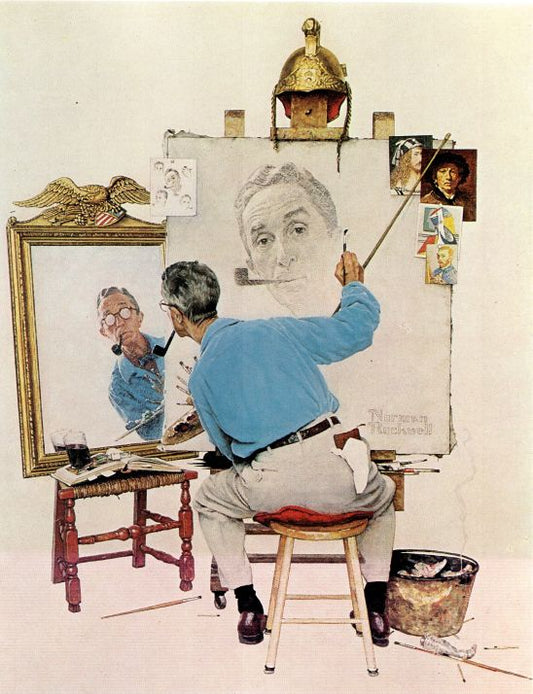 Triple Self Portrait 1960 - Norman Rockwell Print - Heavy Cardstock - Matte Print