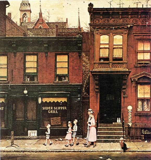 Walking To Church 1953 - Norman Rockwell Print - Heavy Cardstock - Matte Print