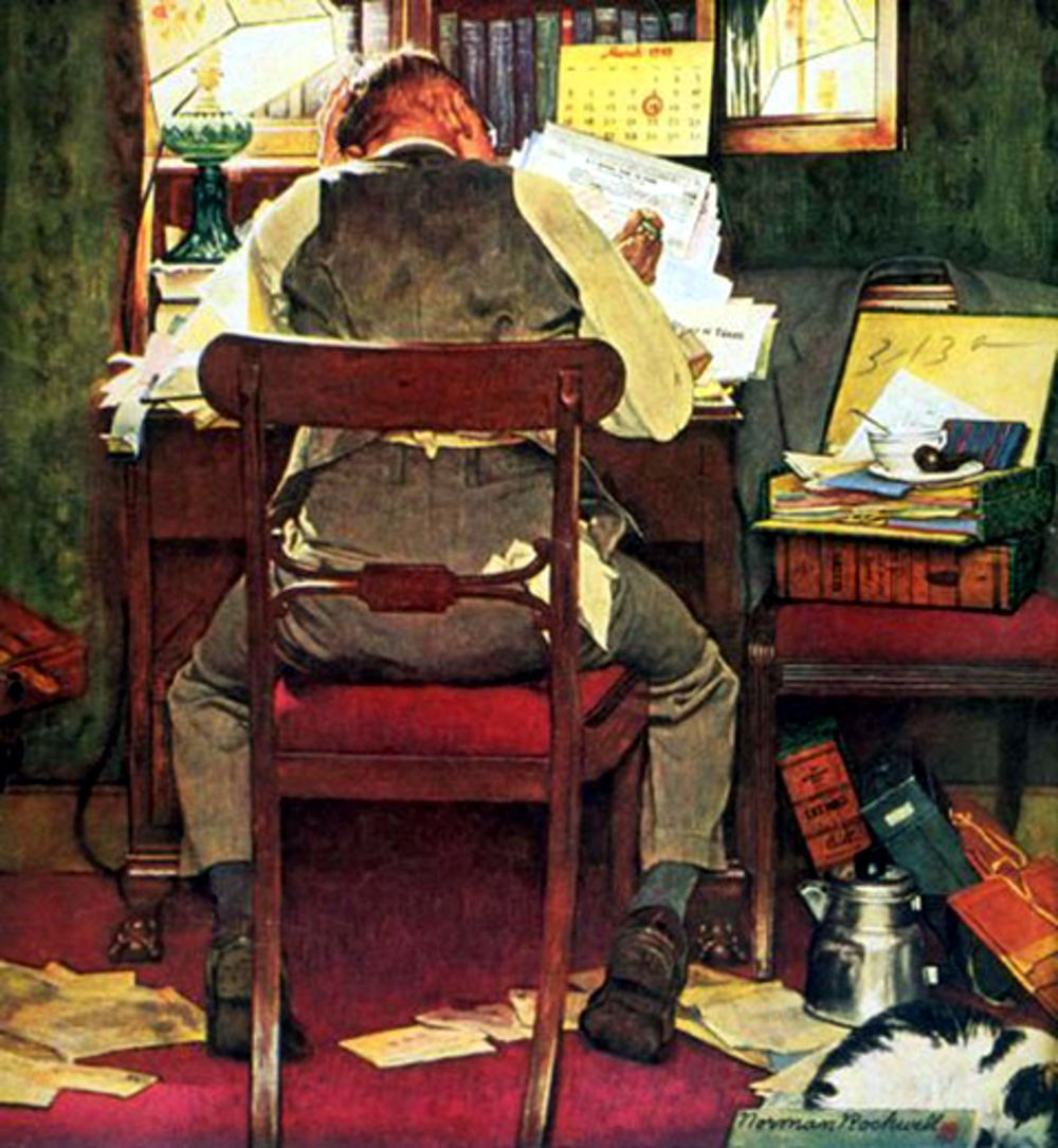 The Accountant 1954 - Norman Rockwell Print - Heavy Cardstock - Matte Print
