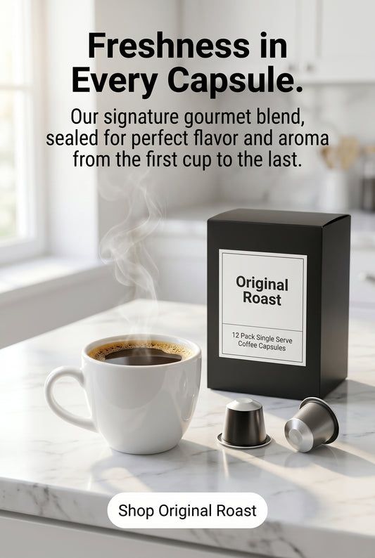 Tostado Original Paquete de 12 Cápsulas de Café de una Sola Porción Mezcla Gourmet Premium Frescura Sin Oxígeno