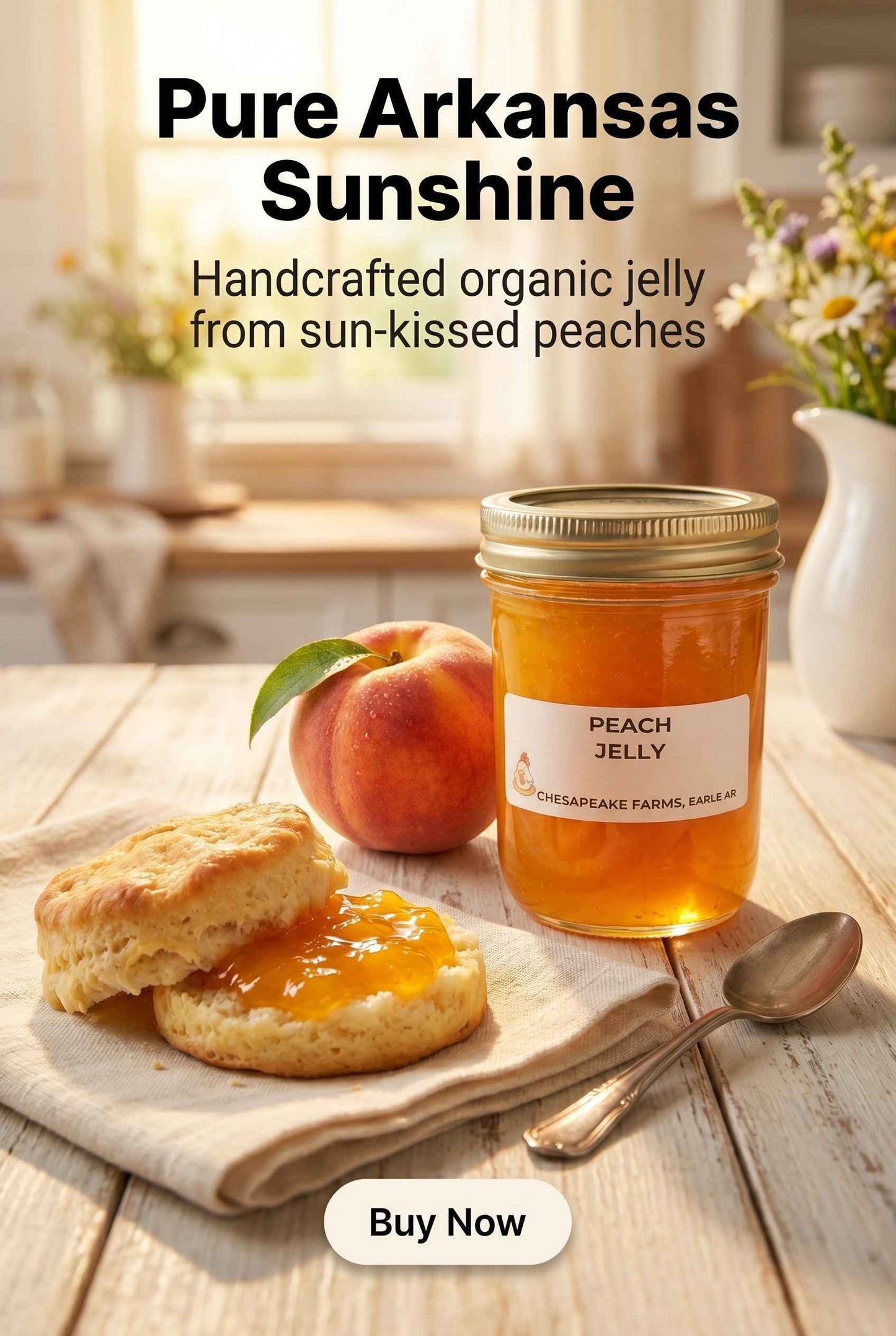 Organic Arkansas Peach Jelly – Small‑Batch Golden Spread
