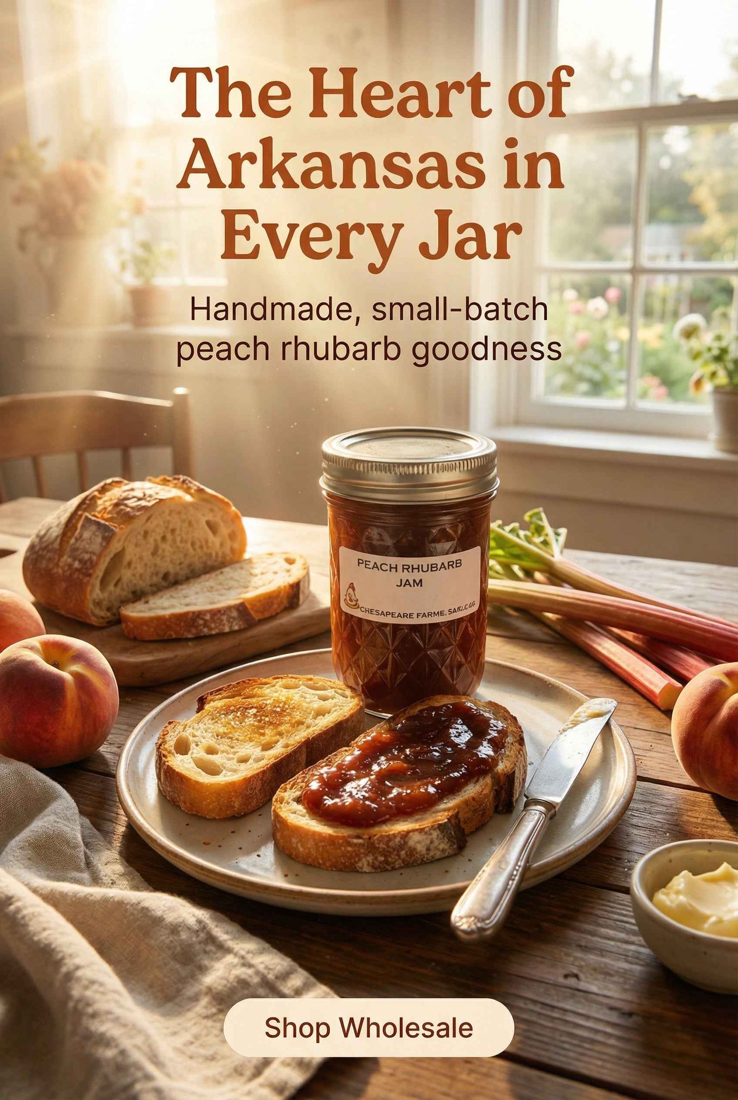 Arkansas Peach Rhubarb Jam – Small Batch, Handmade Spread