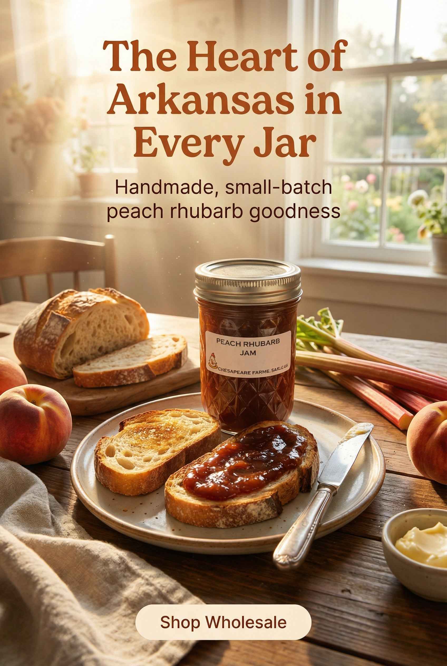 Arkansas Peach Rhubarb Jam – Small Batch, Handmade Spread