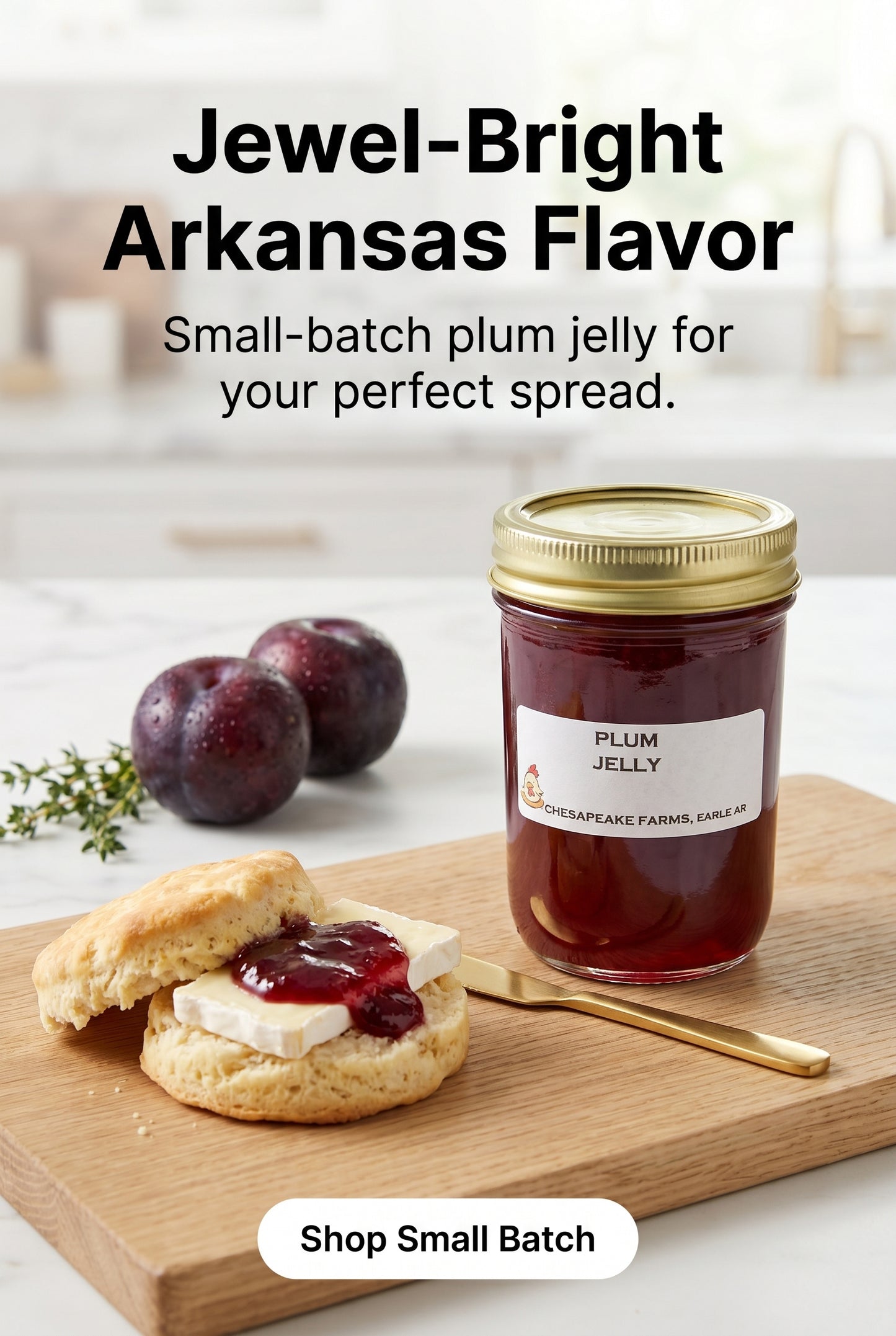Gelée de prune – Petite production, Fabriquée en Arkansas, Fruits biologiques