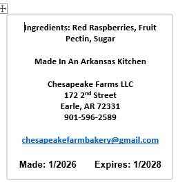 Organic Red Raspberry Jelly: Arkansas Grown, Vegan, 8 oz