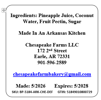 Gelée gastronomique ananas noix de coco fabriquée en Arkansas