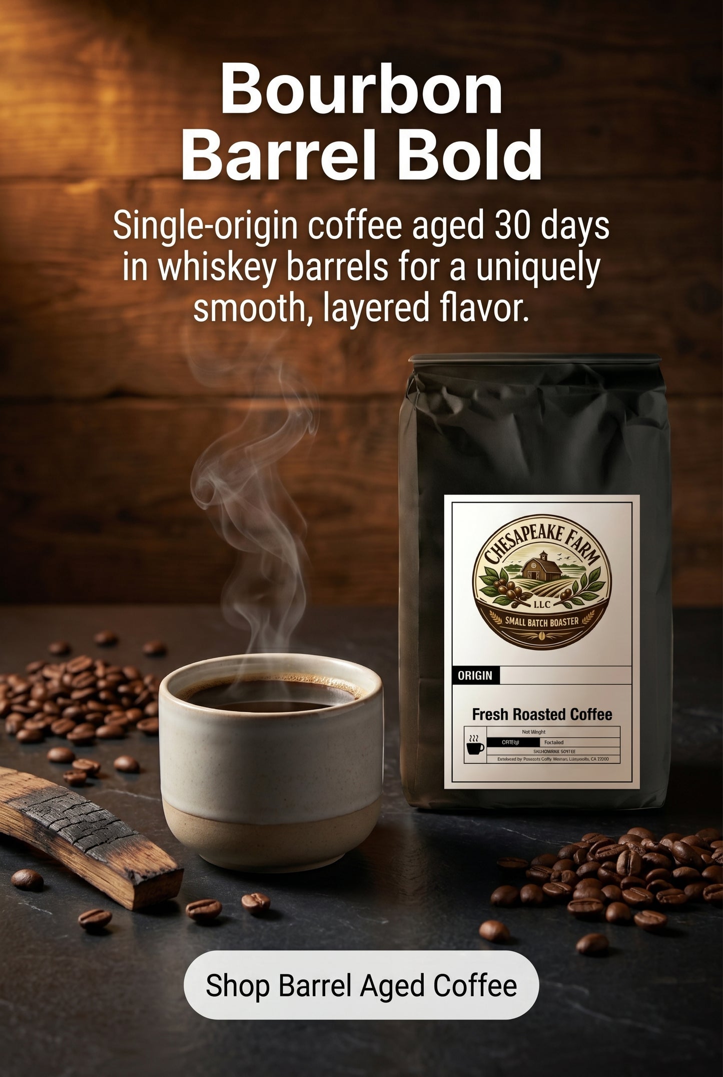 Café de Origen Único de Guatemala Envejecido en Barrica de Whiskey, Envejecido en Barrica de Bourbon, Tostado Bajo Pedido