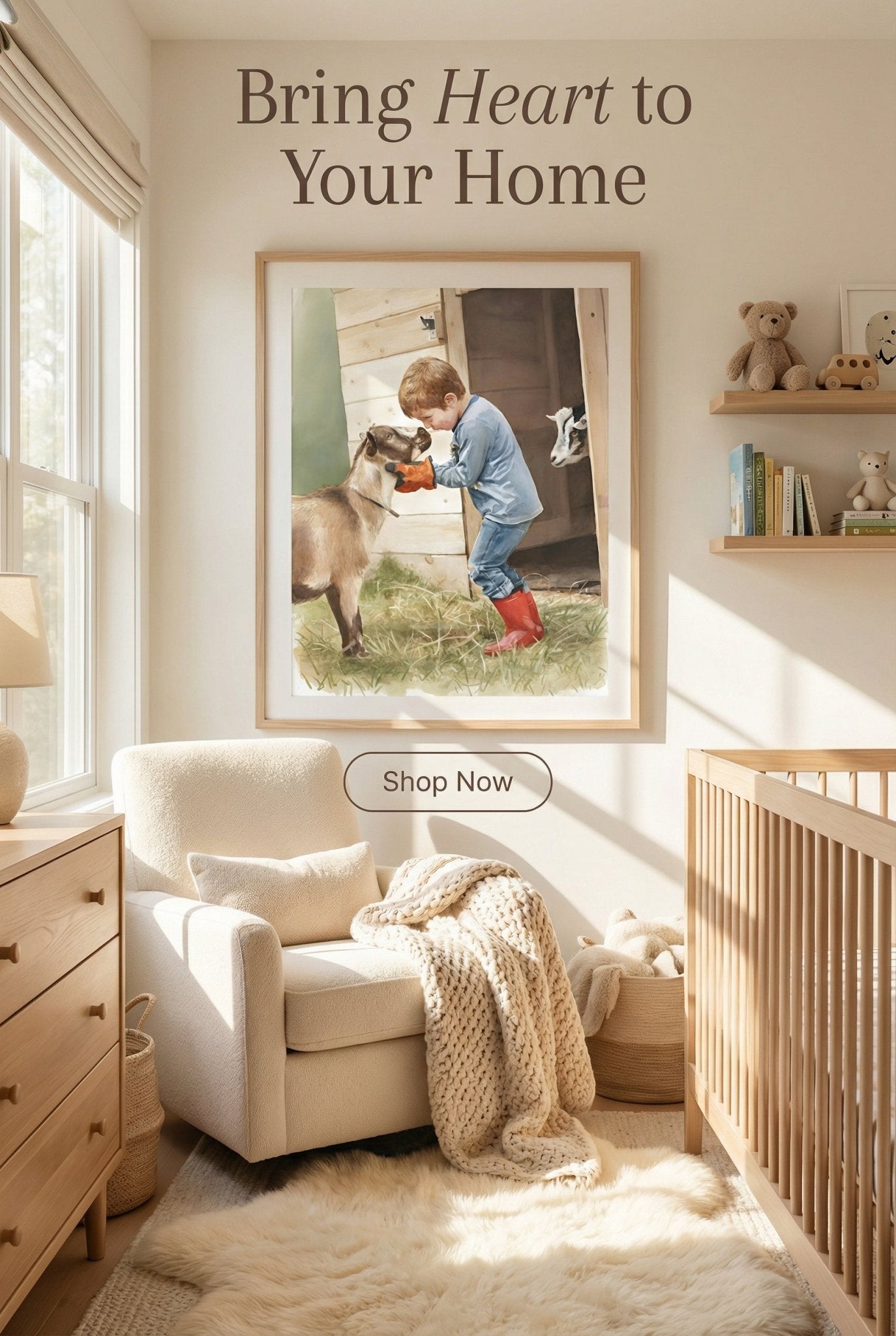 A Boy And His Goats In Watercolors - Digital Wall Art – Instant Download - Chesapeake Farms LLC - Gourmet Jams/Jellies & Coffee - Original Artworks - Antiques