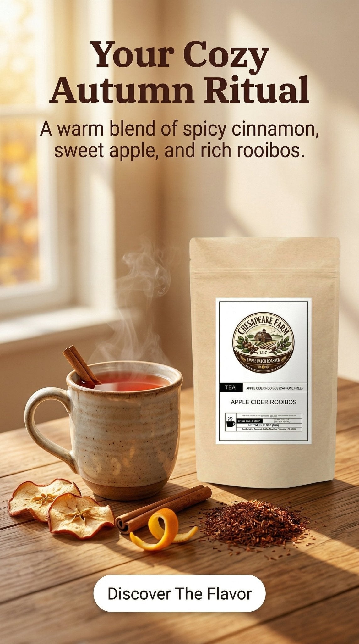 Apple Cider Rooibos – Spiced, Sweet & Naturally Caffeine‑Free - Chesapeake Farms LLC - Gourmet Jams/Jellies & Coffee - Original Artworks - Antiques