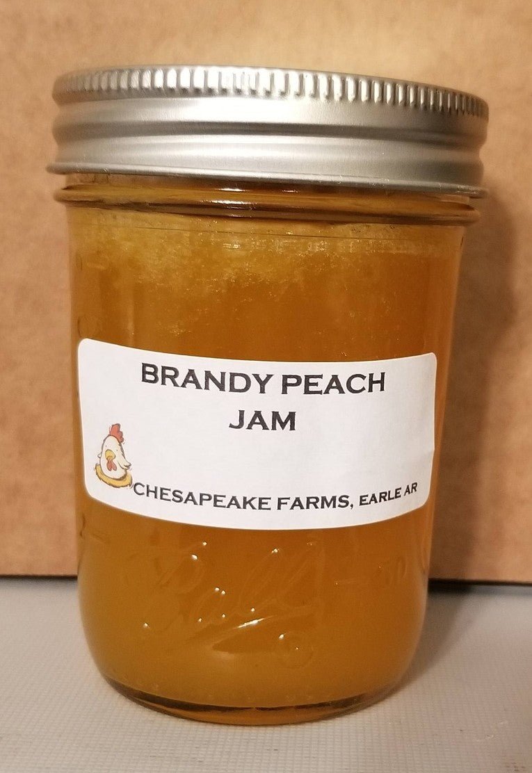 Arkansas Brandy Peach Jam 8oz – Small Batch, Gourmet Fruit - Chesapeake Farms LLC - Gourmet Jams/Jellies & Coffee - Original Artworks - Antiques