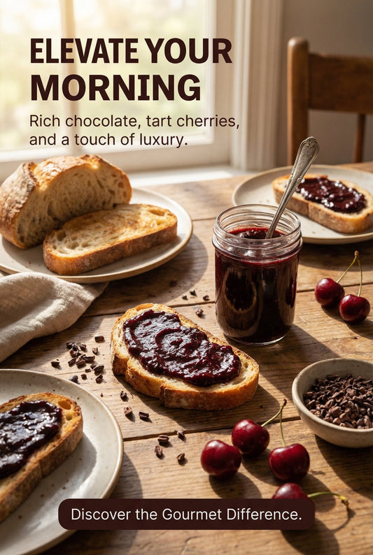 Arkansas Cherry & Mexican Chocolate Jam – 8 oz Small‑Batch Artisan Spread - Chesapeake Farms LLC - Gourmet Jams/Jellies & Coffee - Original Artworks - Antiques