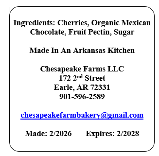 Arkansas Cherry & Mexican Chocolate Jam – 8 oz Small‑Batch Artisan Spread - Chesapeake Farms LLC - Gourmet Jams/Jellies & Coffee - Original Artworks - Antiques