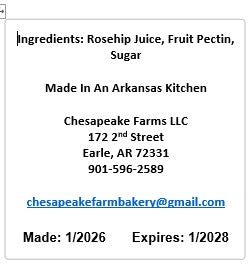Arkansas - Grown Rose Hip Jelly – 8 oz Organic Jar | Small - Batch Gift from the Del - Chesapeake Farms LLC - Gourmet Jams/Jellies & Coffee - Original Artworks - Antiques