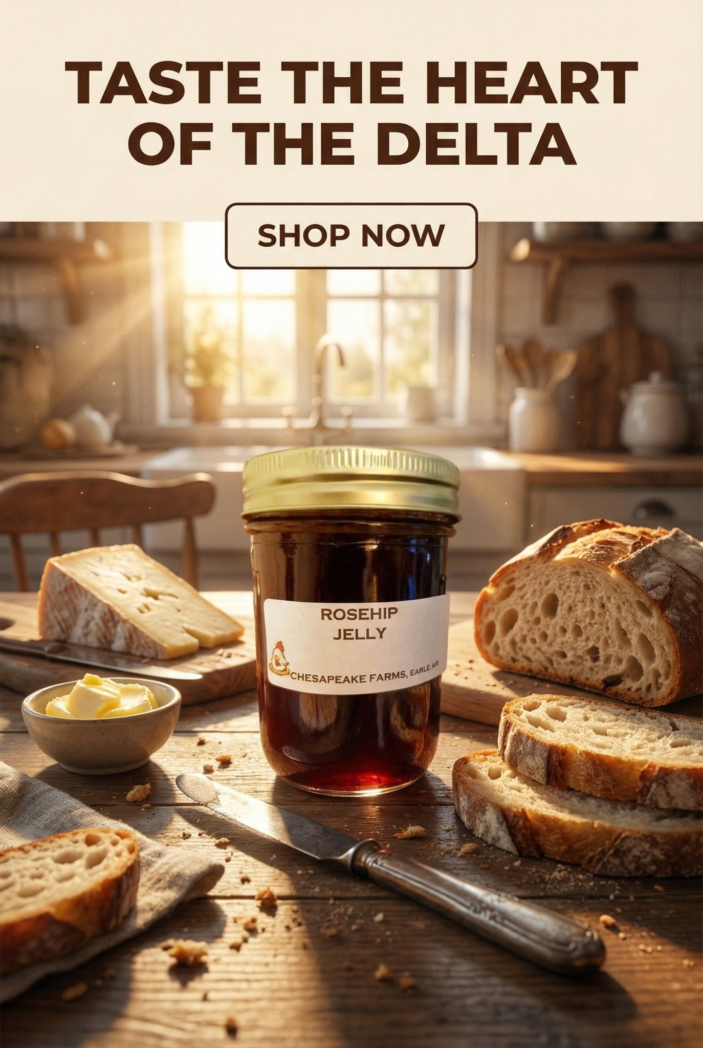 Arkansas - Grown Rose Hip Jelly – 8 oz Organic Jar | Small - Batch Gift from the Del - Chesapeake Farms LLC - Gourmet Jams/Jellies & Coffee - Original Artworks - Antiques