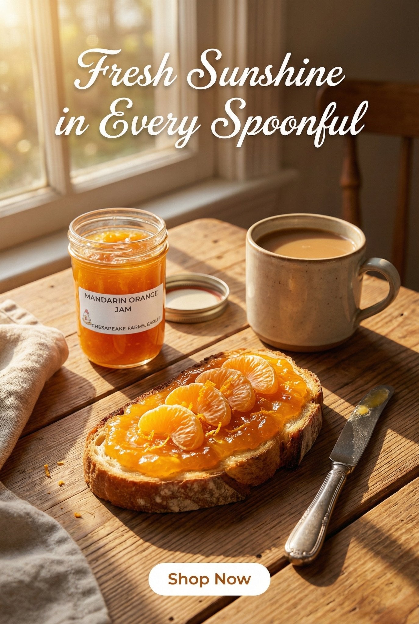 Arkansas - Made Mandarin Orange Jam – Organic Ingredients – 8 oz – Sweet Citrus - Chesapeake Farms LLC - Gourmet Jams/Jellies & Coffee - Original Artworks - Antiques