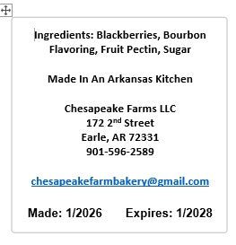 Blackberry Bourbon Jam – 8 oz Jar – Organic, Arkansas Grown – Small Batch - Chesapeake Farms LLC - Gourmet Jams/Jellies & Coffee - Original Artworks - Antiques