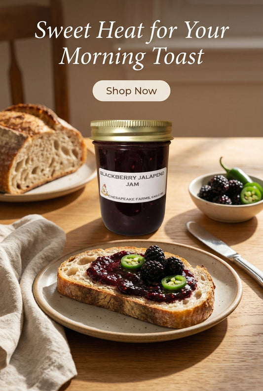 Blackberry & Jalapeño Jam – Arkansas Berries, Spicy Sweet - Chesapeake Farms LLC - Gourmet Jams/Jellies & Coffee - Original Artworks - Antiques