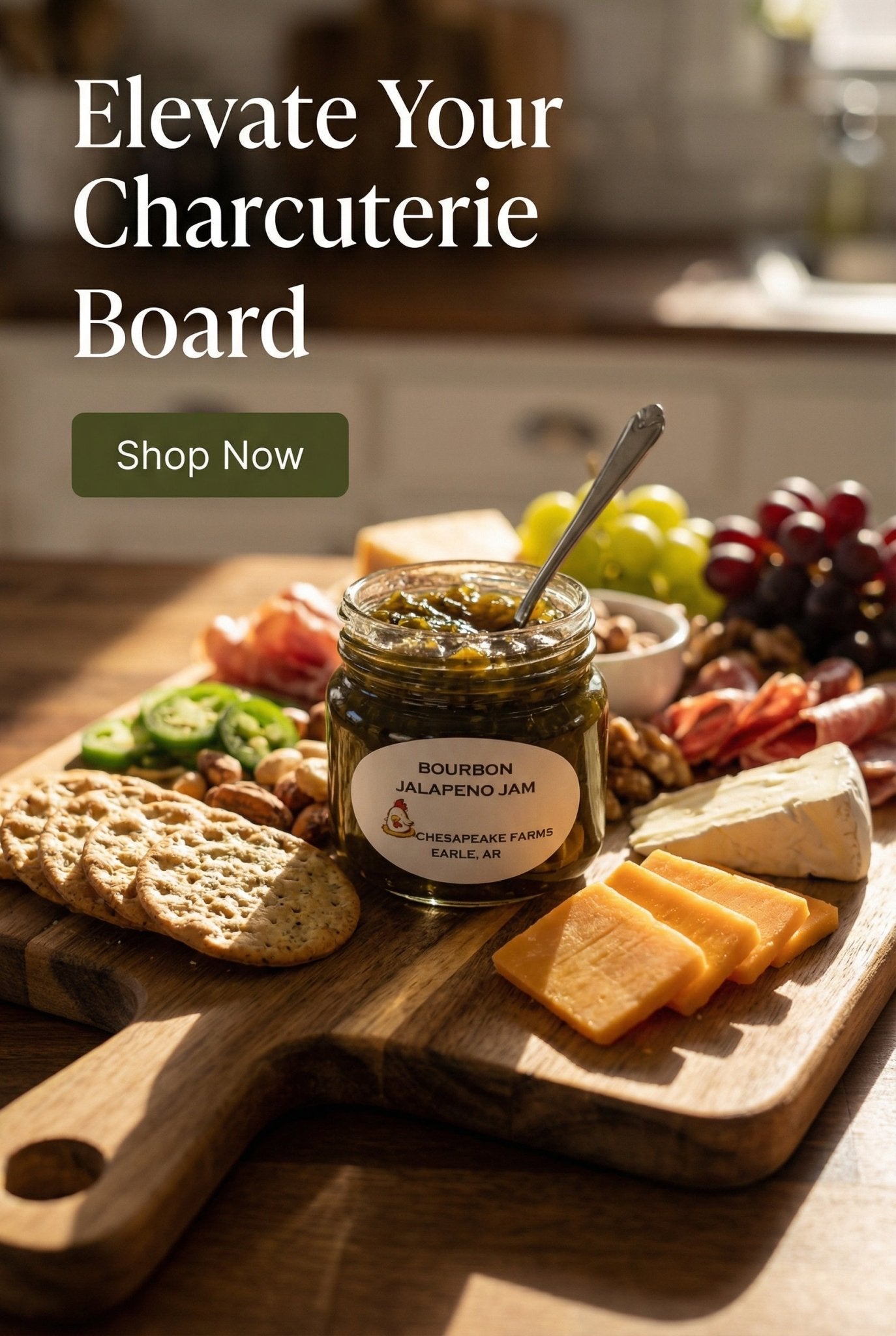 Bourbon Jalapeño Jam – 8 oz Jar – Organic, Arkansas Grown – Small Batch – Sweet - Chesapeake Farms LLC - Gourmet Jams/Jellies & Coffee - Original Artworks - Antiques