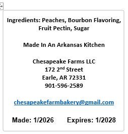 Bourbon Peach Jam – 8 oz Jar – Organic, Arkansas Grown – Small Batch – Southern - Chesapeake Farms LLC - Gourmet Jams/Jellies & Coffee - Original Artworks - Antiques