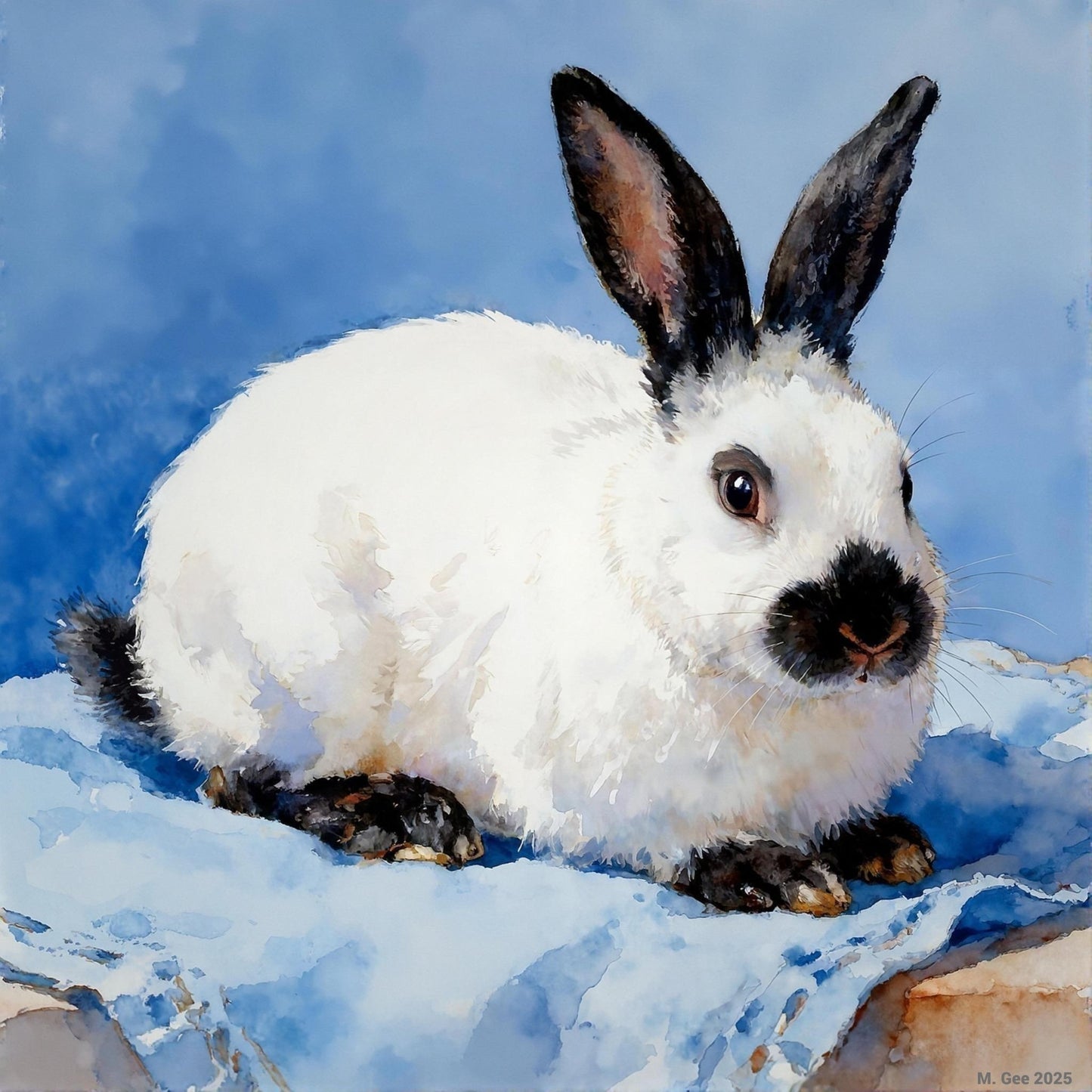 Californian Rabbit Study A In Watercolors - Digital Wall Art – Instant Download - Chesapeake Farms LLC - Gourmet Jams/Jellies & Coffee - Original Artworks - Antiques