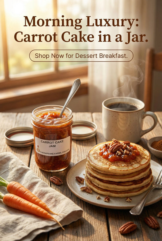 Carrot Cake Jam – 8 oz Jar – Organic, Arkansas Grown – Small Batch – Vegan - Chesapeake Farms LLC - Gourmet Jams/Jellies & Coffee - Original Artworks - Antiques