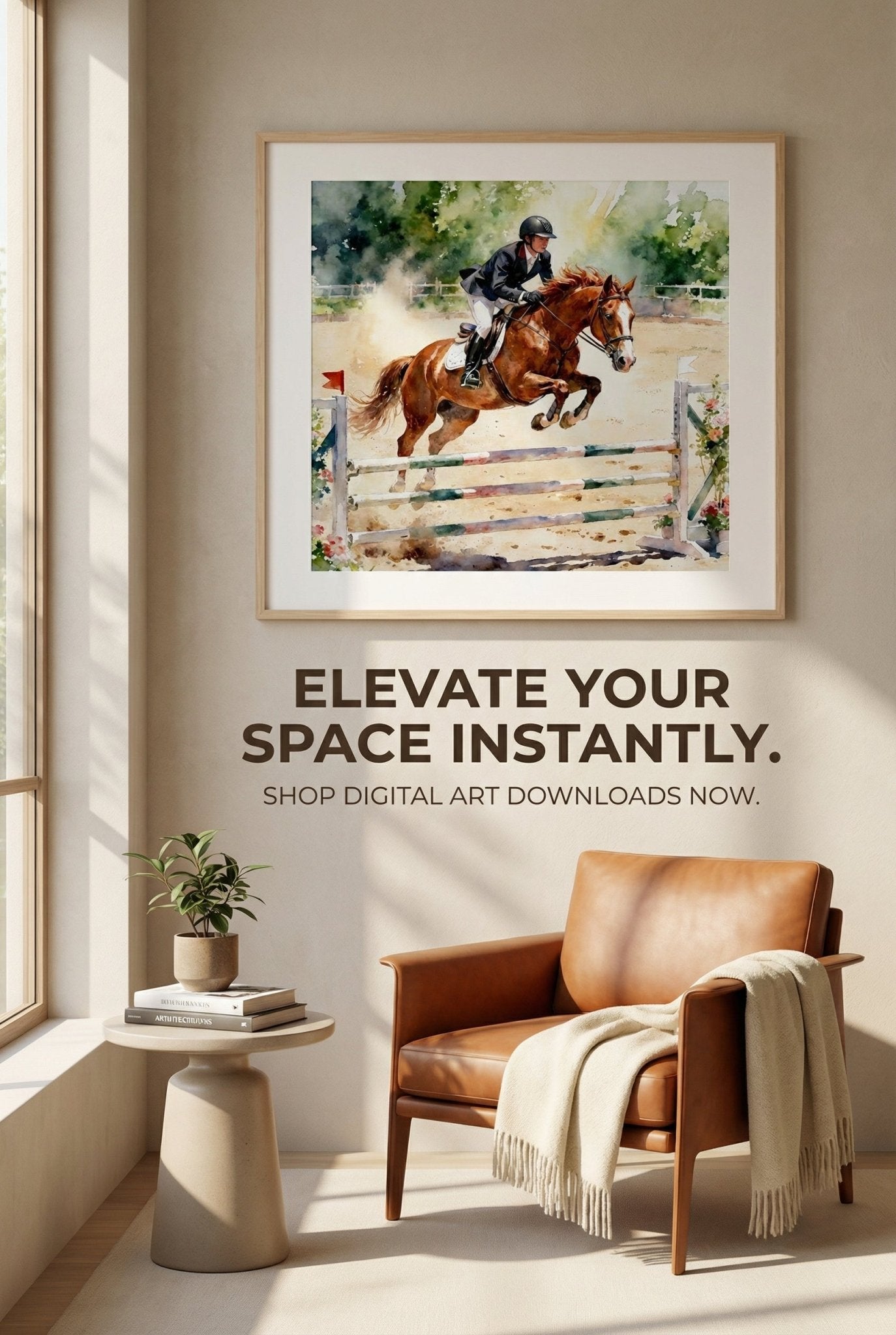 Chestnut Jumper Thoroughbred Study A - Digital Wall Art – Instant Download - Chesapeake Farms LLC - Gourmet Jams/Jellies & Coffee - Original Artworks - Antiques