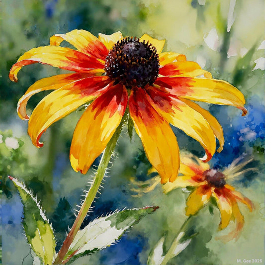Coneflower Study C In Watercolors - Digital Wall Art – Instant Download - Chesapeake Farms LLC - Gourmet Jams/Jellies & Coffee - Original Artworks - Antiques