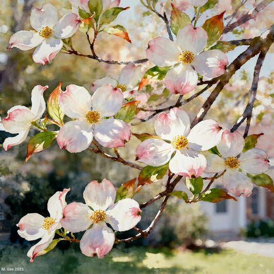 Dogwood Blossoms Study B In Watercolors Digital Wall Art – Instant Download - Chesapeake Farms LLC - Gourmet Jams/Jellies & Coffee - Original Artworks - Antiques