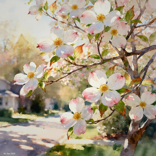 Dogwood Blossoms Study C In Watercolors Digital Wall Art – Instant Download - Chesapeake Farms LLC - Gourmet Jams/Jellies & Coffee - Original Artworks - Antiques