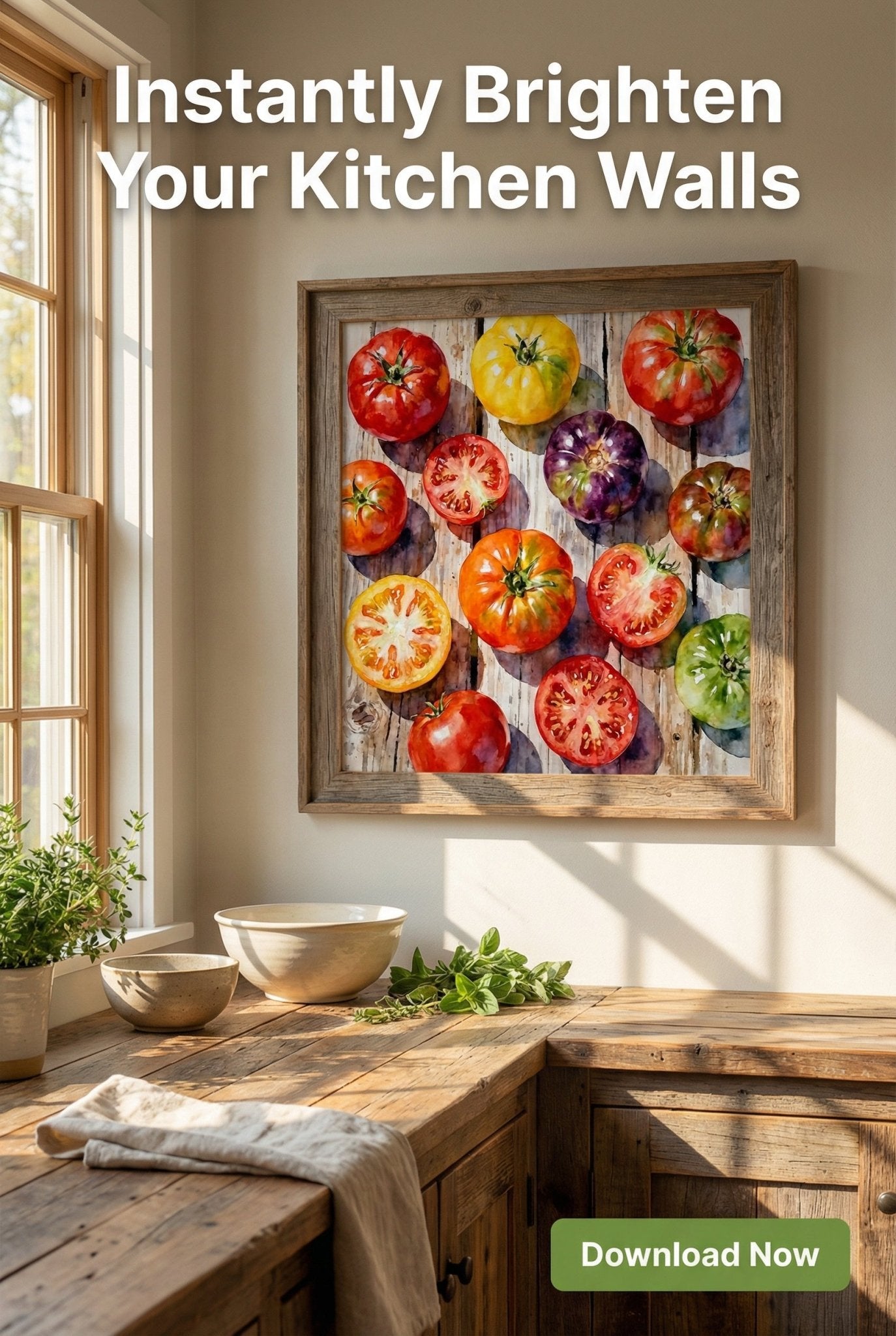 Heirloom Tomatoes In Watercolors - Digital Wall Art – Instant Download - Chesapeake Farms LLC - Gourmet Jams/Jellies & Coffee - Original Artworks - Antiques