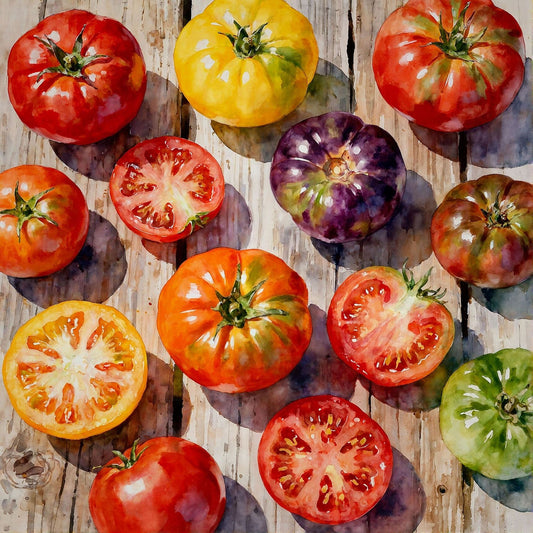 Heirloom Tomatoes In Watercolors - Digital Wall Art – Instant Download - Chesapeake Farms LLC - Gourmet Jams/Jellies & Coffee - Original Artworks - Antiques