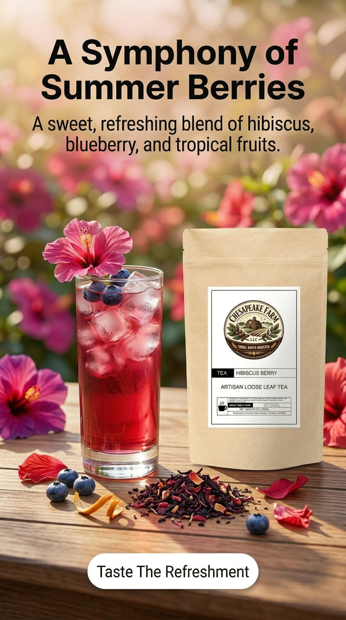 Hibiscus Berry Tea – Sweet, Bright & Refreshingly Fruity - Chesapeake Farms LLC - Gourmet Jams/Jellies & Coffee - Original Artworks - Antiques