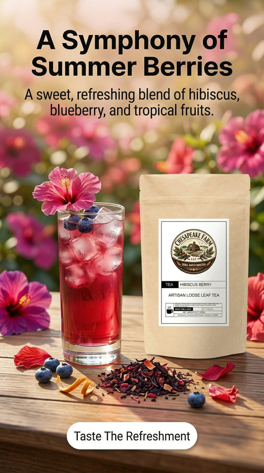 Hibiscus Berry Tea – Sweet, Bright & Refreshingly Fruity - Chesapeake Farms LLC - Gourmet Jams/Jellies & Coffee - Original Artworks - Antiques