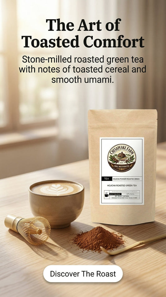 Hojicha – Roasted Green Tea Powder with Smooth, Comforting Flavor - Chesapeake Farms LLC - Gourmet Jams/Jellies & Coffee - Original Artworks - Antiques
