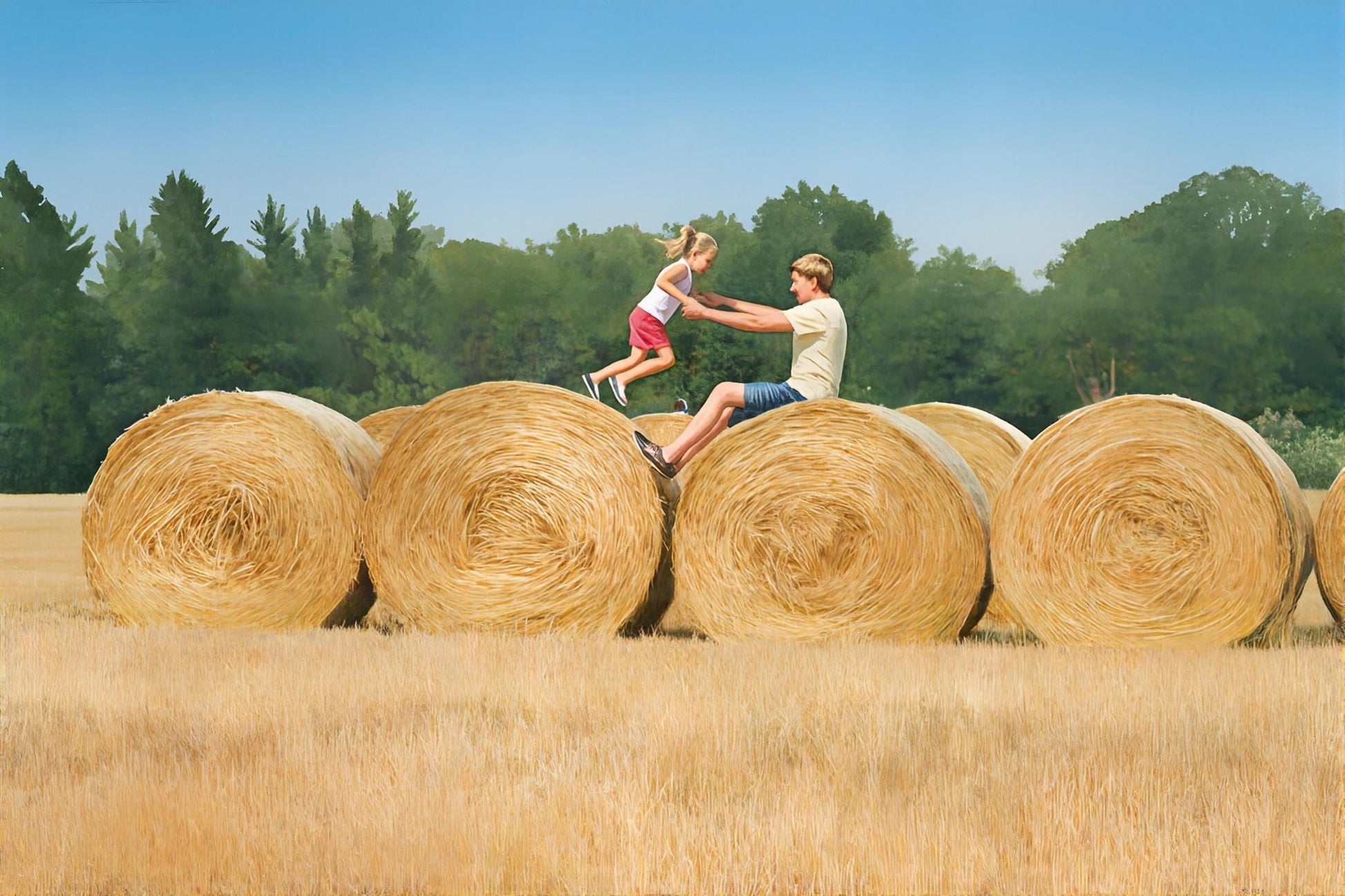 Jumping On Round Bales - Digital Wall Art – Instant Download - Chesapeake Farms LLC - Gourmet Jams/Jellies & Coffee - Original Artworks - Antiques