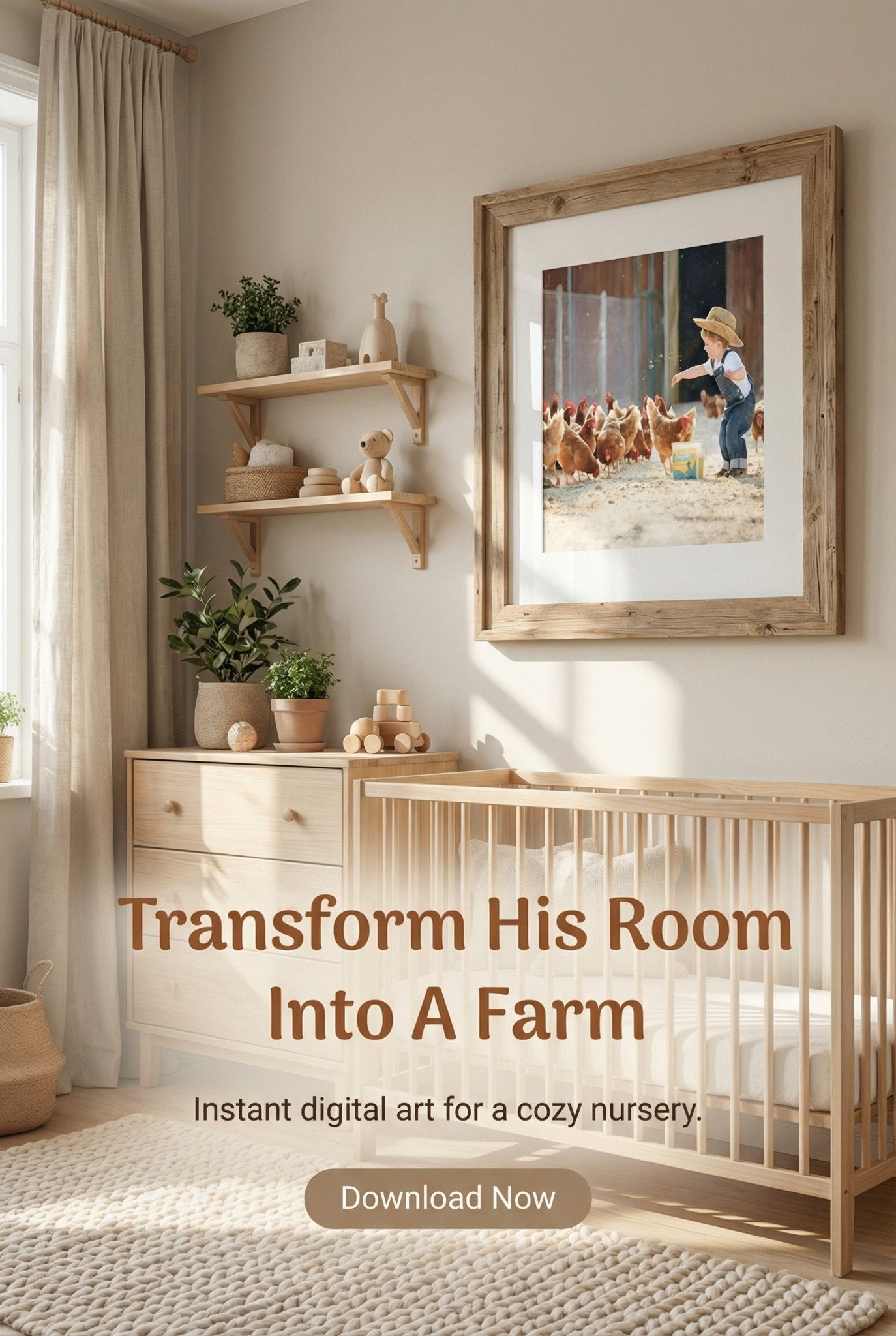 Little Farmer Feeding Chickens - Digital Wall Art – Instant Download - Chesapeake Farms LLC - Gourmet Jams/Jellies & Coffee - Original Artworks - Antiques