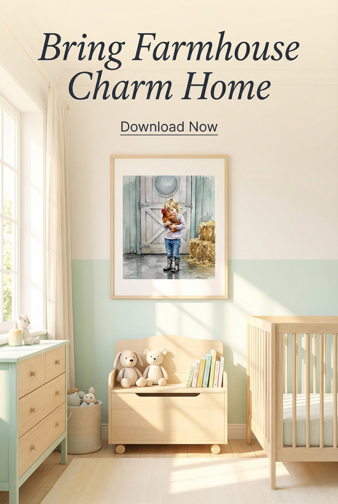 Little Girl And Her Chicken In Watercolors - Digital Wall Art – Instant Download - Chesapeake Farms LLC - Gourmet Jams/Jellies & Coffee - Original Artworks - Antiques