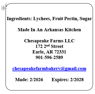 Lychee Jam – 8 oz Jar – Organic, Arkansas Grown – Small Batch – Exotic Flavor & - Chesapeake Farms LLC - Gourmet Jams/Jellies & Coffee - Original Artworks - Antiques